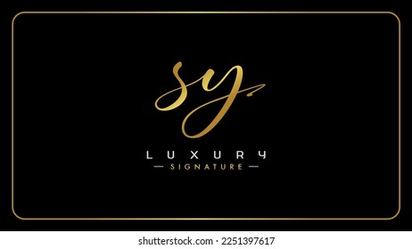 SY handwritten golden logo for identity, Creative gold handwriting initial signature concept design, s and y initials typography monogram icon for any business or company.