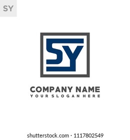 SY initial box letter logo template vector