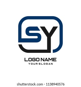 SY initial box letter logo template vector