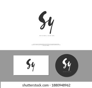 SY Initial handwriting or handwritten logo for identity. Logo with signature and hand drawn style.