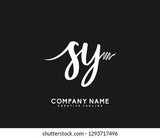 SY Initial Handwriting Logo Template Vector