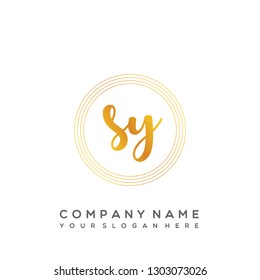 SY Initial Handwriting logo template vector