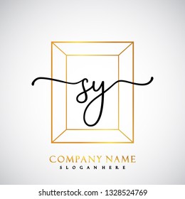 SY Initial Handwriting logo template vector