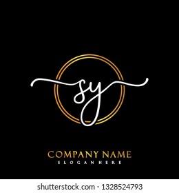 SY Initial Handwriting logo template vector