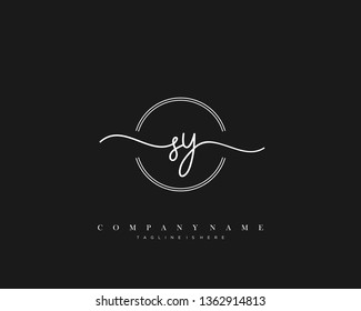 SY initial handwriting logo template vector