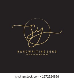 SY Initial handwriting logo template vector