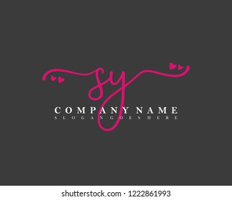 SY Initial handwriting logo vector