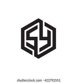 SY initial letters looping linked hexagon monogram logo