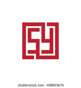 SY initial letters looping linked square logo red