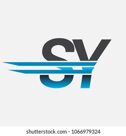 SY initial logo company name colored black and blue, Simple and Modern Logo Design.