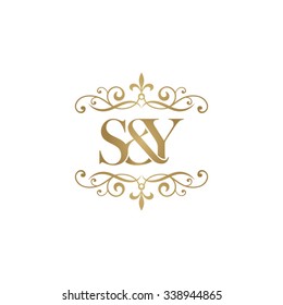 S&Y Initial logo. Ornament ampersand monogram golden logo