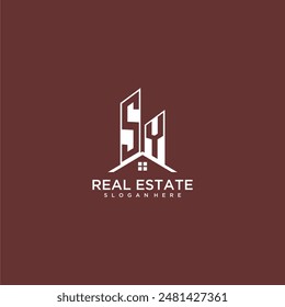 SY initial monogram building and roof logo for real estate