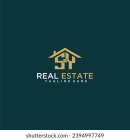 SY initial monogram logo for real estate with home shape creative design