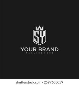 SY initial monogram shield and crown vector image