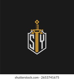 SY initial monogram for shield and sword style image