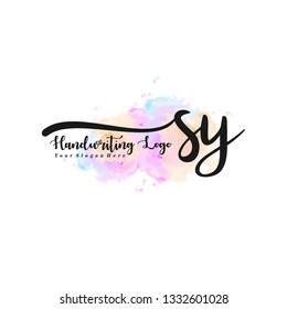 SY initial signature logo. handwriting logo template vector,