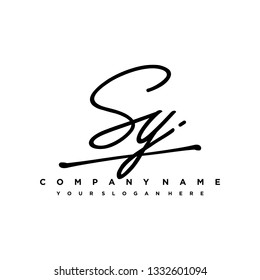 SY initial signature logo. handwriting logo template vector,