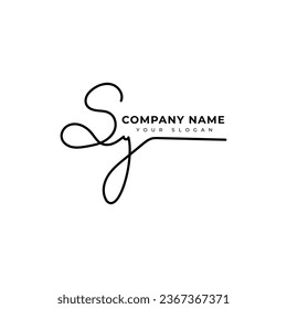 Diseño vectorial del logotipo de la firma inicial de Sy