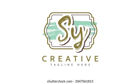 SY Initials, handwriting logo vector