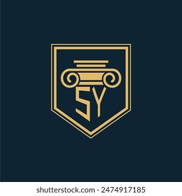 SY Initials Law Firm Logo Lawyer logo with creative law element