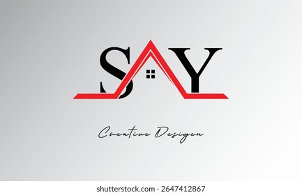 SY Letter House Logo – Creative Real Estate Monogram with Roof Icon and Home Shape for Property, Architecture and Modern Branding
