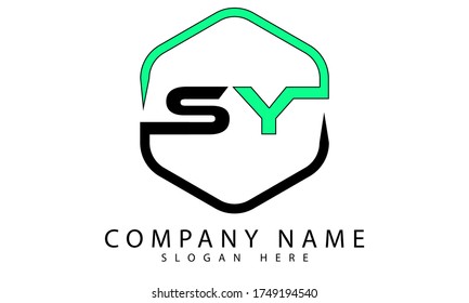 SY letter icon hexagon shape logo.logo text for sy.