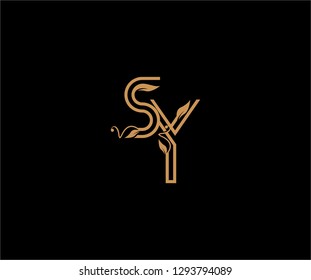 SY letter linear shape luxury flourishes ornament logotype