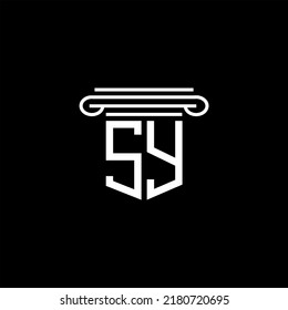 Diseño creativo del logotipo de letra SY con gráfico vectorial