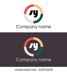 SY letters business logo icon design template. Symbol with four colors circle