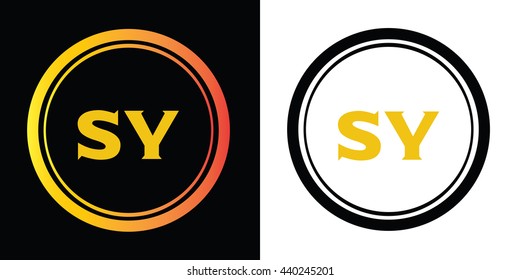 SY letters icon design template elements in abstract background logo, design identity in circle, alphabet letter