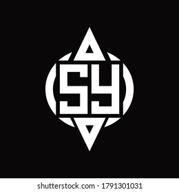 SY Logo with circle rounded combine triangle top and bottom side design template