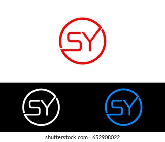 Sy Logo. Letter Design Vector with Red and Black Gold Silver Colors

