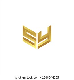 SY Logo letter initial 3d designs templete with gold colors
