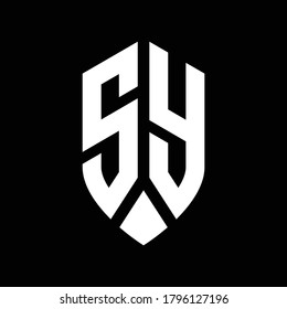 monograma del logotipo sy con plantilla de diseño de estilo de escudo del emblema