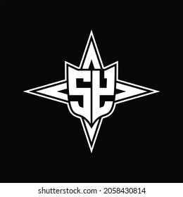 SY Logo monogram with four direction arrows design template on black background