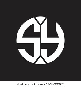 SY Logo monogram with piece circle ribbon style