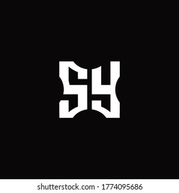 Monograma del logotipo de SY con elementos cortados de piezas plantilla de diseño