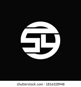SY Logo monogram with rounded line swipe design template on black background