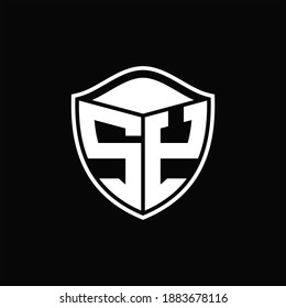 SY Logo monogram shield shape with outline rounded design template on black background