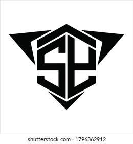 SY Logo monogram with wings arrow around design template on white background