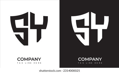 SY logo. SY shield logo design. SY logo for technology, business and real estate brand svg