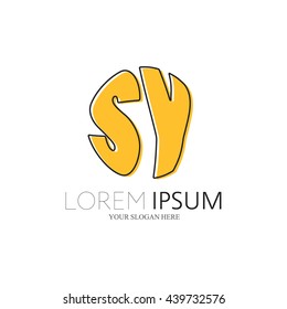 SY Logo. Vector Graphic Sphere Branding Letter Element. White Background