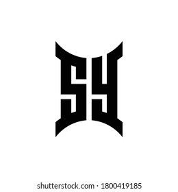 SY monogram logo with curved side design template