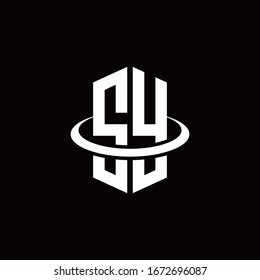 SY monogram logo in a hexagon style and surrounded by a ring