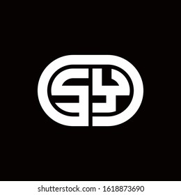 SY monogram logo with an oval style on a black background