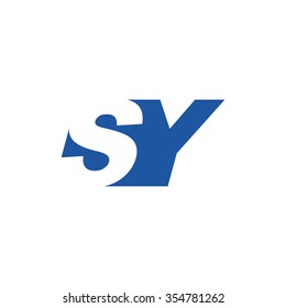 SY negative space letter logo blue
