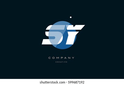 sy s y  blue circle dot big font alphabet company letter logo white design vector icon template 