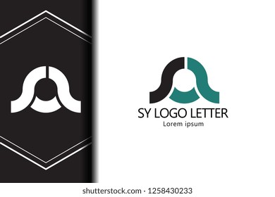 sy s y circle lowercase design of alphabet letter combination with infinity suitable as a logo for a company or business - Vector