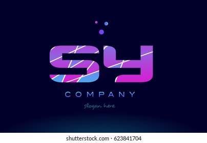 sy s y  creative color blue background pink purple magenta alphabet letter company logo vector icon