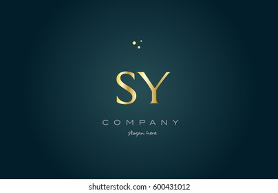 sy s y  gold golden luxury product metal metallic alphabet company letter logo design vector icon template green background
